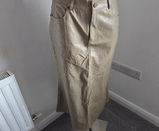 New with tag. Nina Murati PU Khaki/Beige Pencil Skirt.  Size M. Fits 8-10