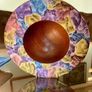 Hand Lathed Signed Coloured Edge Bowl Solid Mahogany Image 6