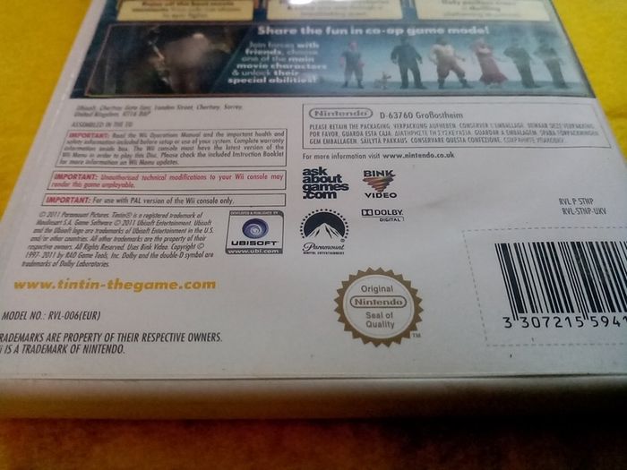 The Adventures of Tintim The Secret of the Unicorn Wii Games