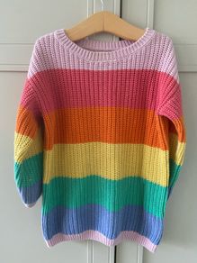 Long colourful striped knit jumper dress by Next baby