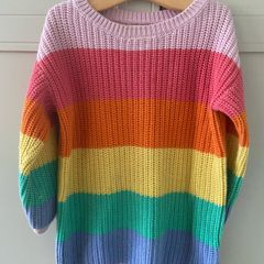 Long colourful striped knit jumper dress by Next baby