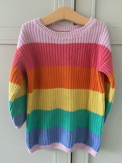Long colourful striped knit jumper dress by Next baby