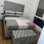 New 4'6" Grey Plush Bumper bed & MemoryFoam Orthopedic Mattress Image 6