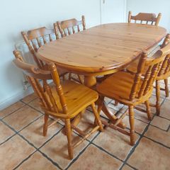 Solid Pine Extending Dining Table and 6 Chairs