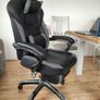 SONGMICS Gaming/Office/Desk Chair, with Footrest, Ergonomic Design, Adjustable Headrest, Lumbar Support, Maximum Load 150 kg, Black/Grey Image 2