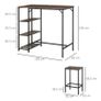 3 Piece Industrial Bar Table Set, Bar Table with 2 Stools and Side Shelf, Kitchen Table and Chairs for Dining Room, Dinette Image 3