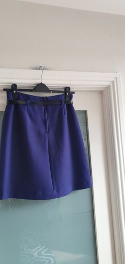 M&S A-line cobalt skirt with belt Sz 6 UK