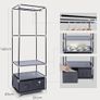 Portable Wardrobe Single Canvas Wardrobe Clothes Storage Organizer with 2 Drawers and Hanging Rail Foldable Closet for Clothes, Bags, Toys, Shoes, Living Room, Bedroom 160 x 59 x 43CM (Grey) Image 2