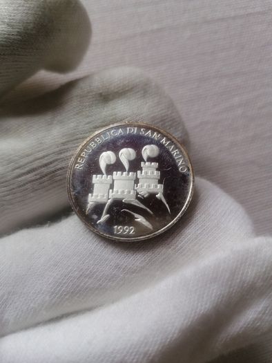 1992 San Marino Silver Proof 500 Lire Coin