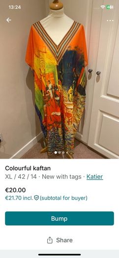 Colourful Katier kaftan - size 14- new