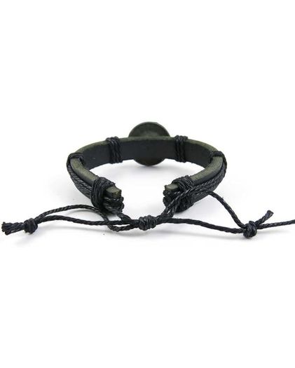 Leather Viking Rune Norse Shield Bracelet Wrist Band Adjustable Arm Band 19cm