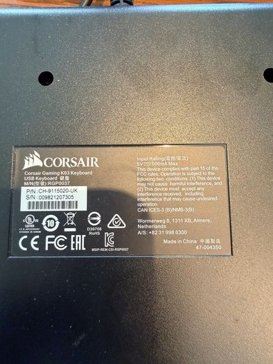Corsair K63 Compact Mechanical Gaming Keyboard (Cherry MX Red)