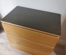 Wooden Chest of drawers with glass top