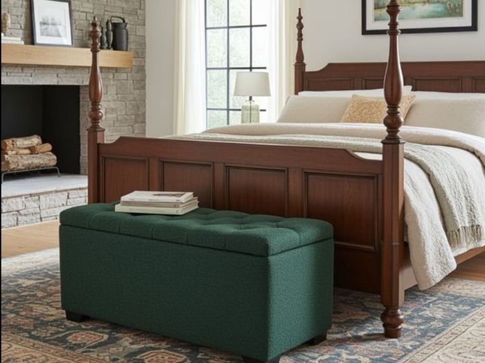 Elegance Boucle Ottoman with Storage 100x40
