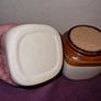 Vintage pair of brown & white jars with cork lid Image 5