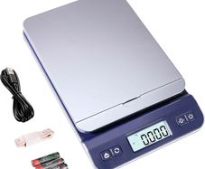 Postal Scales Digital 39kg/86lb, Parcel Shipping Scales, Postage Scales Mail Weighing with Hold Tare Function for office, Warehouse, Letter, Includes USB Cable, Tape Measure, Blue.