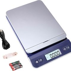 Postal Scales Digital 39kg/86lb, Parcel Shipping Scales, Postage Scales Mail Weighing with Hold Tare Function for office, Warehouse, Letter, Includes USB Cable, Tape Measure, Blue.