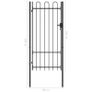 Fence Gate Single Door with Arched Top Steel 1x2 m Black Image 5