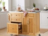 Kitchen Island  large stainless steel worktop, Kitchen Island Cabinet: