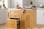 Kitchen Island  large stainless steel worktop, Kitchen Island Cabinet: