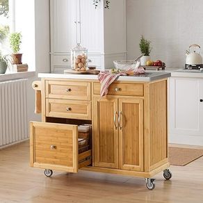 Kitchen Island  large stainless steel worktop, Kitchen Island Cabinet:
