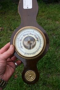 Vintage 1940s open escapement aneroid barometer Western Germany 19"