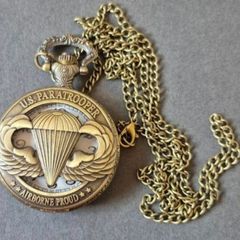Quartz Vintage Style Pocket Watch, us Paratroopers commerative.