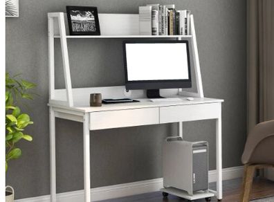 BRAND NEW 2 drawers office desk made of MDF wood and steel office work desk home computer desk with books/ photo shelf 120 x 55 x 145 cm