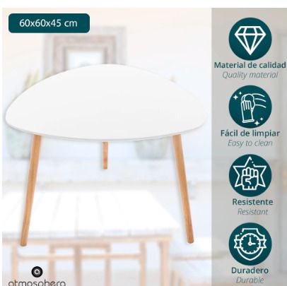 BRAND NEW White wooden side table in white color for any home room 60x60x45cm