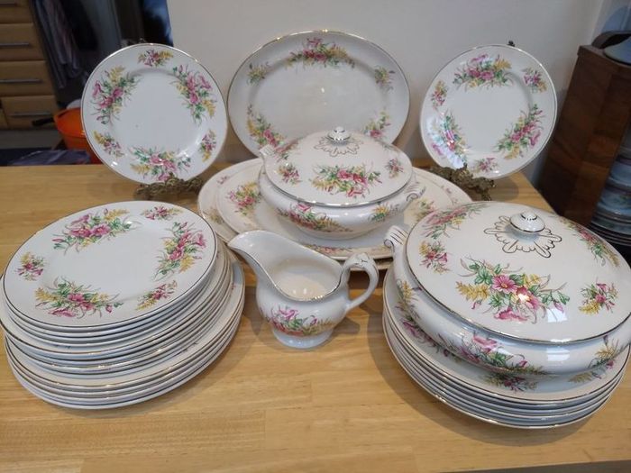 Beautiful 1950s Almost Complete Dinner Service by Arklow Pottery in Pattern Number 2508