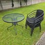 4 x Comfortable Outdoor Chairs + Glass Top Table Image 2