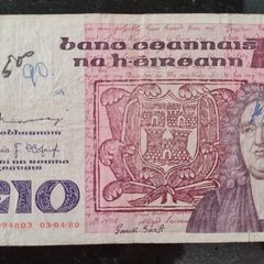 Ireland 1980 Swift 10 pound banknote
