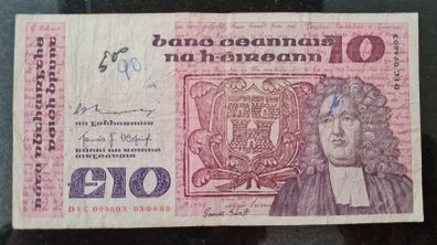 Ireland 1980 Swift 10 pound banknote