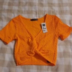 new orange stretch crop top
