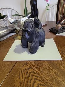Gorilla with baby carved wood