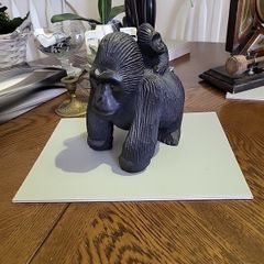 Gorilla with baby carved wood