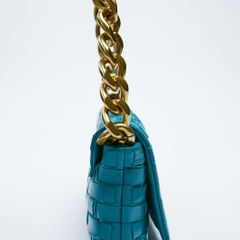 Zara Leather Shoulder Bag With Chain