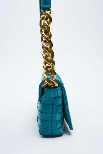 Zara Leather Shoulder Bag With Chain