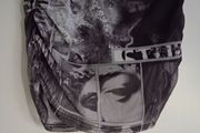 Black &amp; Grey Graphic Print Mini Skirt