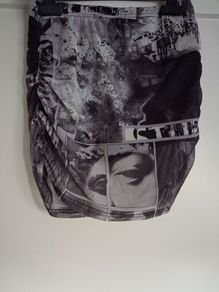 Black & Grey Graphic Print Mini Skirt
