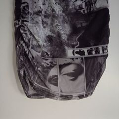 Black & Grey Graphic Print Mini Skirt