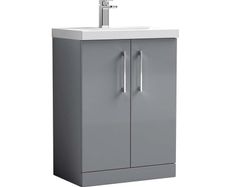 2 Door Floorstanding Vanity Unit & Basin - Anthracite Anthracite MFC door/drawer fronts & cabinets