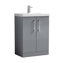 2 Door Floorstanding Vanity Unit & Basin - Anthracite Anthracite MFC door/drawer fronts & cabinets