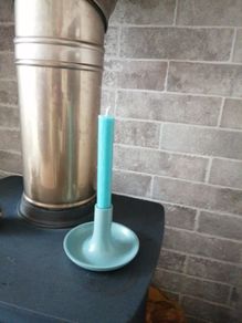 New Carolyn Donnelly blue candle holder and wax candle