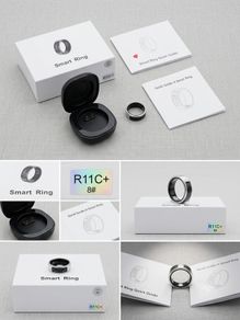 smart ring led screen size 8 silver