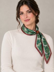 Green leopard print neck scarf with ring
