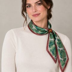 Green leopard print neck scarf with ring