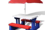 Picnic Table Colourful Children's Garden Table Bench Chair Umbrella Child Seat Set