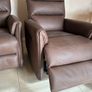 Brown Leather Swivel Recliner Armchair Image 4