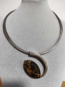 Sterling silver amber necklace